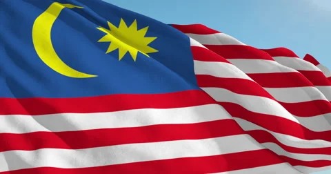 Beautiful looping flag blowing in wind: Malaysia 動画素材 63142587