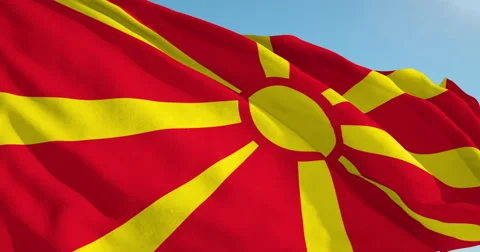 Beautiful looping flag blowing in wind: Macedonia Stock Footage 63144002
