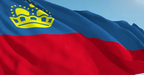 Beautiful looping flag blowing in wind: Liechtenstein Stock Footage 63144350