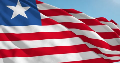 Beautiful looping flag blowing in wind: Liberia Stock-Footage 63144825