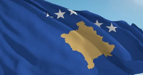Beautiful looping flag blowing in wind: Kosovo Stock Footage 63148358