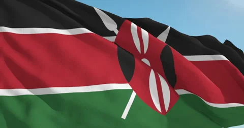 Beautiful looping flag blowing in wind: Kenya Stock Footage 63148941