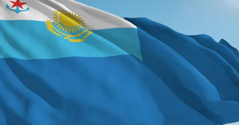 Beautiful looping flag blowing in wind: Kazakhstan Government Stock Footage 63149875