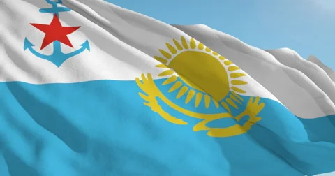 Beautiful looping flag blowing in wind: Kazakhstan Naval 動画素材 63150186