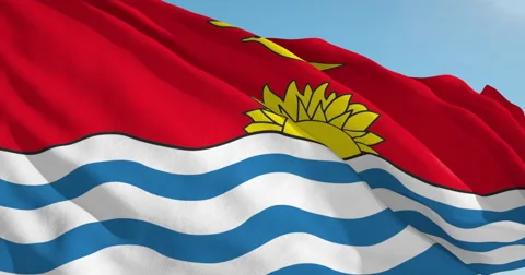 Beautiful looping flag blowing in wind: Kiribati Stock Footage 63150381