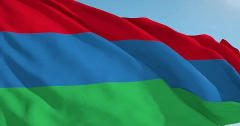 Beautiful looping flag blowing in wind: Karelia 動画素材 63336362