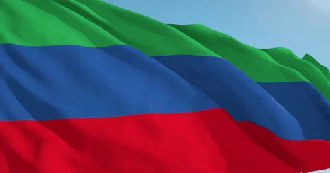 Beautiful looping flag blowing in wind: Daghestan Stock Footage 63337532