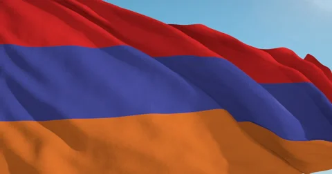 Beautiful looping flag blowing in wind: Armenia Stock Footage 63338102