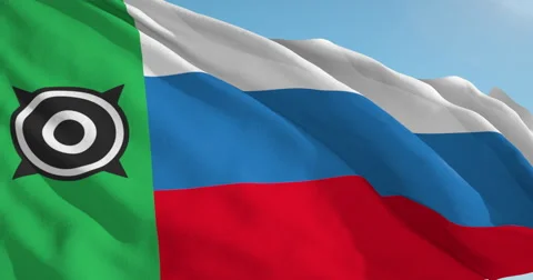 Beautiful looping flag blowing in wind: Khakassia Video stock 63338227