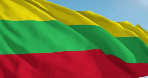 Beautiful looping flag blowing in wind: Lithuania Stock Footage 63338371