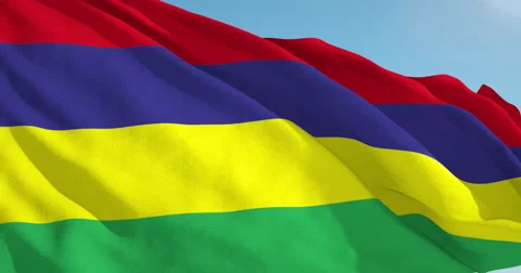 Beautiful looping flag blowing in wind: Mauritius Video stock 63339393