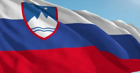 Beautiful looping flag blowing in wind: Slovenia Vídeo Stock 63339697