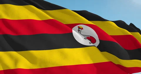 Beautiful looping flag blowing in wind: Uganda Stock Footage 63339791