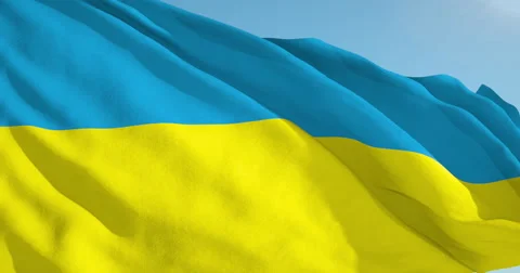 Beautiful looping flag blowing in wind: Ukraine Video stock 63340064
