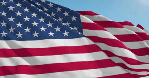Beautiful looping flag blowing in wind: The United States of America USA US Stock Footage