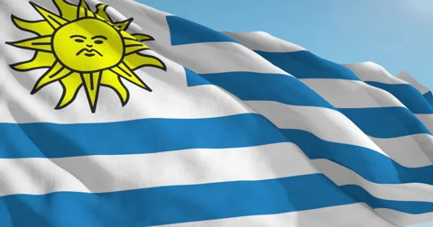 Beautiful looping flag blowing in wind: Uruguay Stock-Footage 63341693
