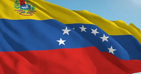 Beautiful looping flag blowing in wind: Venezuela 스톡 동영상 63343573