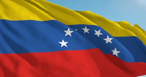 Beautiful looping flag blowing in wind: Venezuela Stock Footage 63344388