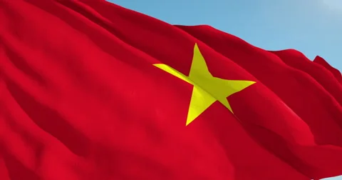 Beautiful looping flag blowing in wind: Vietnam Vídeo Stock 63345092