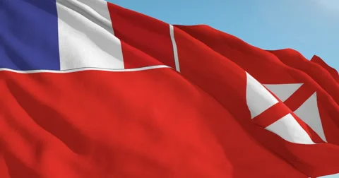 Beautiful looping flag blowing in wind: Wallis Futuna Local Stock Footage 63345461
