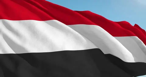 Beautiful looping flag blowing in wind: Yemen Stock Footage 63346419