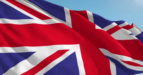 Beautiful looping flag blowing in wind: United Kingdom 動画素材 63619883