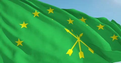 Beautiful looping flag blowing in wind:Adygea Stock Footage 62172968