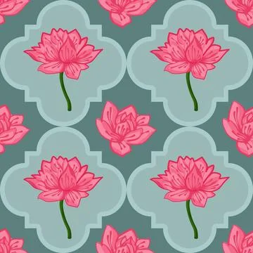 Beautiful lotus background for textile design Stock Illustration