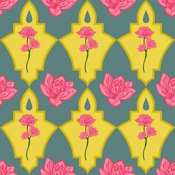 Beautiful lotus background for textile design Stock Illustration