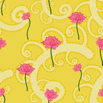 Beautiful lotus background for textile design Stock Illustration