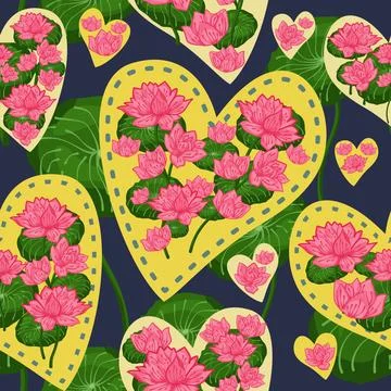 Beautiful lotus background for textile design Stock Illustration