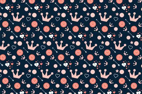 Beautiful love pattern design on a dark background. Seamless love pattern dec Stock Illustration
