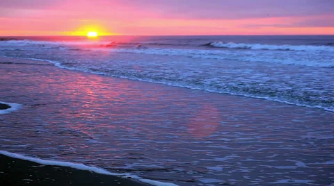 Beautiful low angle beach sunrise Stock Footage 49227174