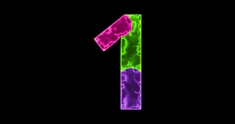 Beautiful luminous number 1 made from connected bright neon puzzle pieces Stock Footage 120371925