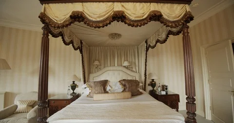 Beautiful Luxurious Canopy Bed  스톡 동영상 107558564