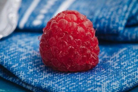 Beautiful macro of a fresh raw raspberry Stock Photos