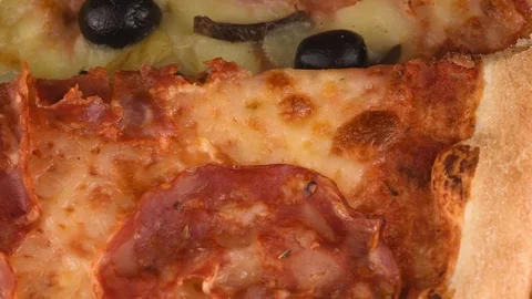 Beautiful macro of pizza Stock Footage 101714496