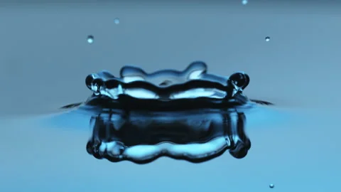 Beautiful macro slow motion water drop blue Stock Footage 158322862