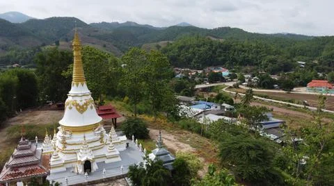 Beautiful Mae Hong Son in thailand by drone Stock Photos