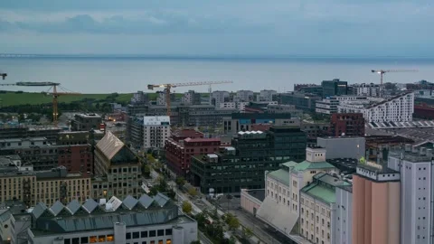 Beautiful Malmo Cityscape Timelapse from Day to Night Stock Footage 309565583