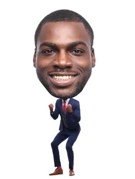 Beautiful man in front of a white background with a big Head Stock Photos