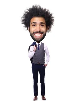 Beautiful man in front of a white background with a big Head Stock Photos