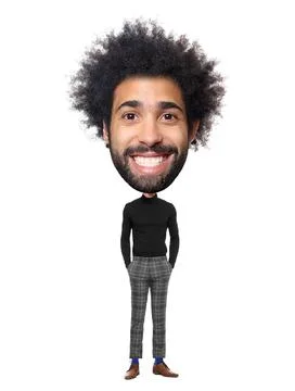 Beautiful man in front of a white background with a big Head Stock Photos