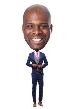 Beautiful man in front of a white background with a big Head Stock Photos
