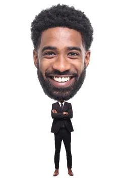 Beautiful man in front of a white background with a big Head Stock Photos