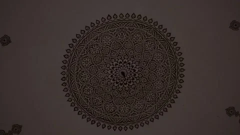 The beautiful mandala art on ceiling of Mughal's Tomb Stock Footage 255115383