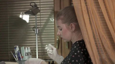 Beautiful manicure master making manicure for the customer Stock Footage 73423929