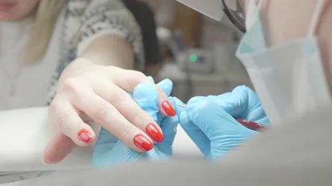 Beautiful manicure in the salon Stock Footage 195734553