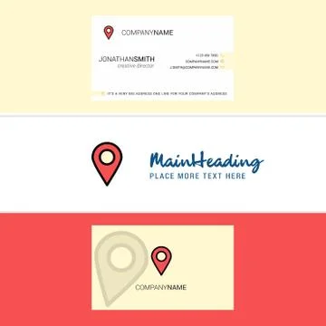 Beautiful Map pointer Logo and business card. vertical Design Vector Illustrazione stock
