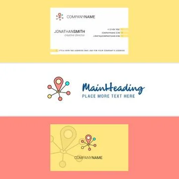 Beautiful Map pointer  Logo and business card. vertical Design Vector Stockillustratie